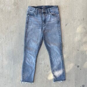 MOTHER Huntress High Waisted Looker Ankle Fray Jeans‎ Gray Women's Size 26